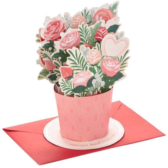 Happy Heart Flower Bouquet 3D Pop-Up Valentine's Day Card, , large image number 1