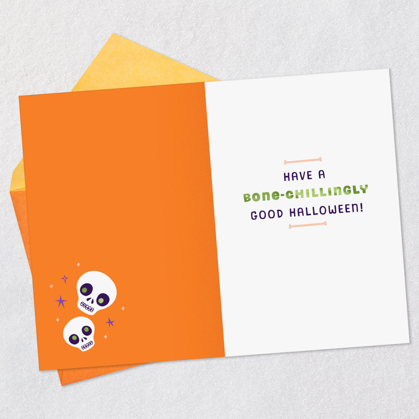 Skeleton and Cat Halloween Card for Grandson Open card with envelope image number 3