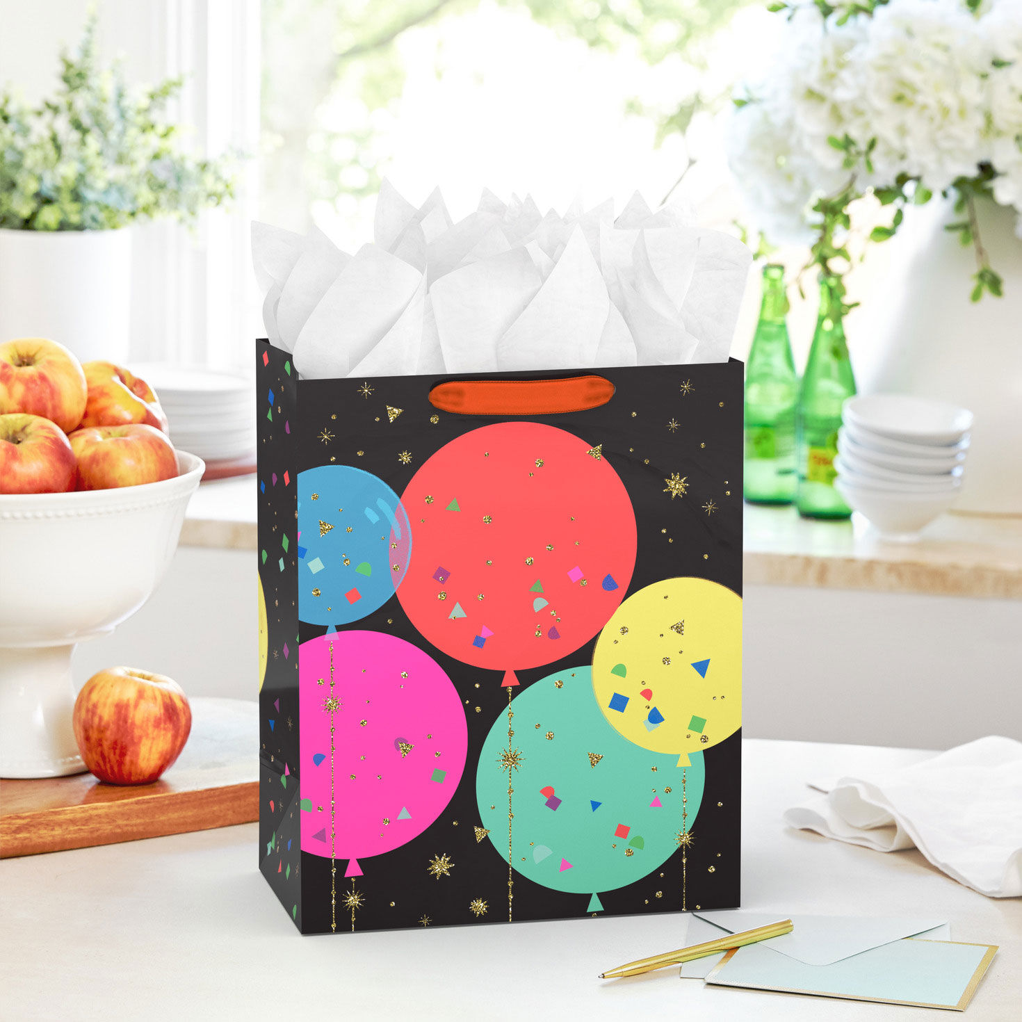 Colorful Balloons and Confetti Large Gift Bag in use image number 2