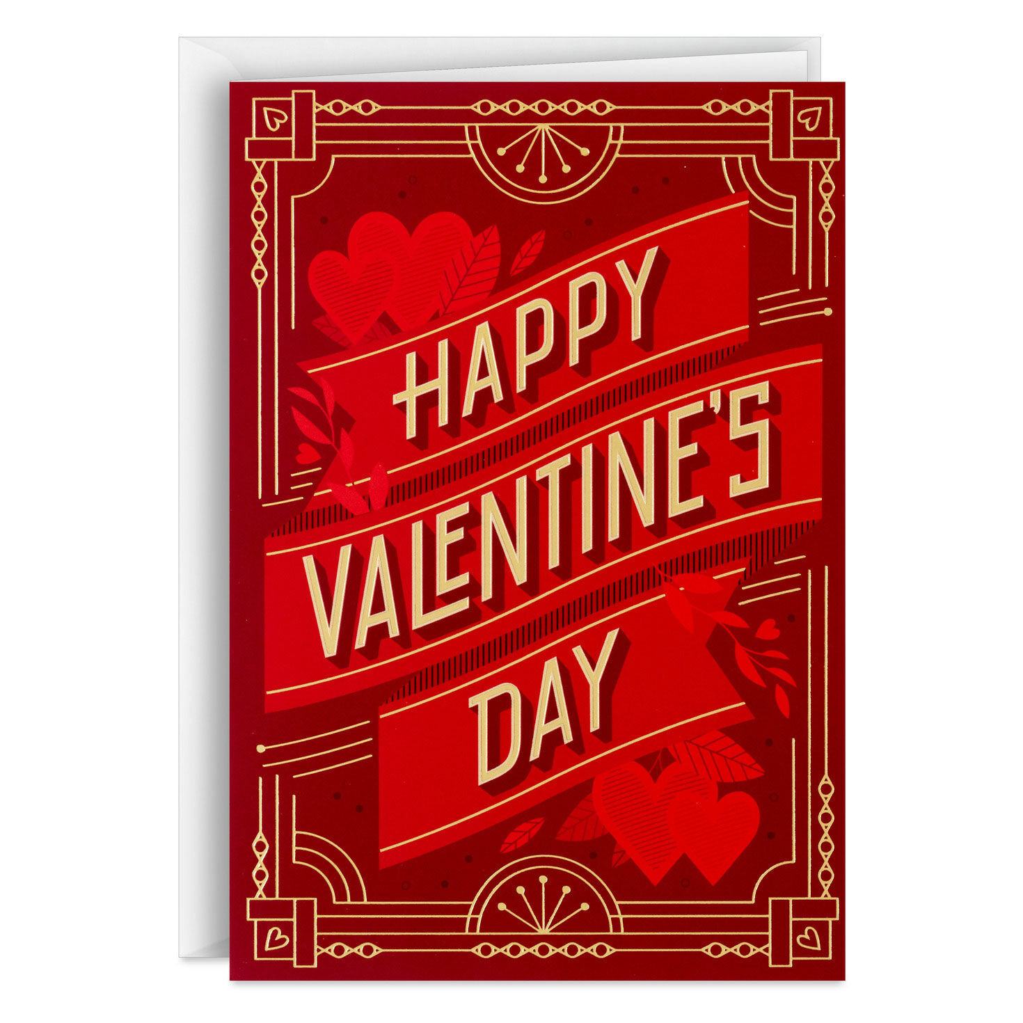 Red Art Deco Valentine's Day Cards, Pack of 40 - Boxed Cards
