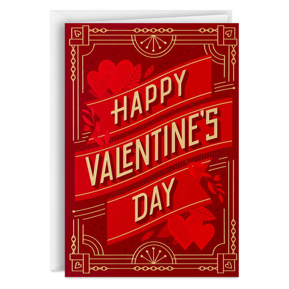 Red Art Deco Valentine's Day Cards, Pack of 40, , large image number 2