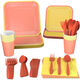 Color Pop 96-Piece Tableware Basics Party Kit, Orange and Yellow