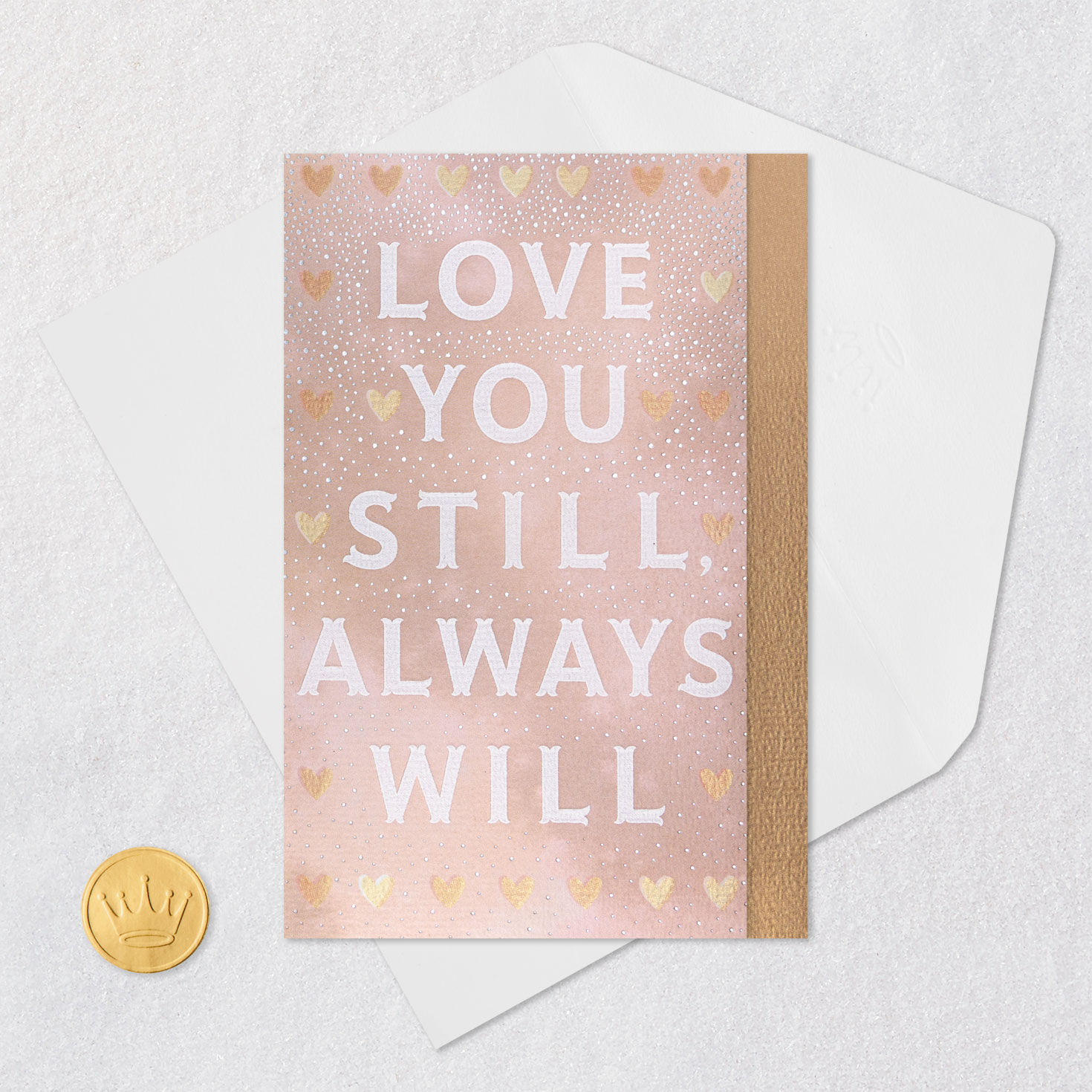Pink Hearts Love Anniversary Card Card Front with Envelope and Gold Seal image number 6