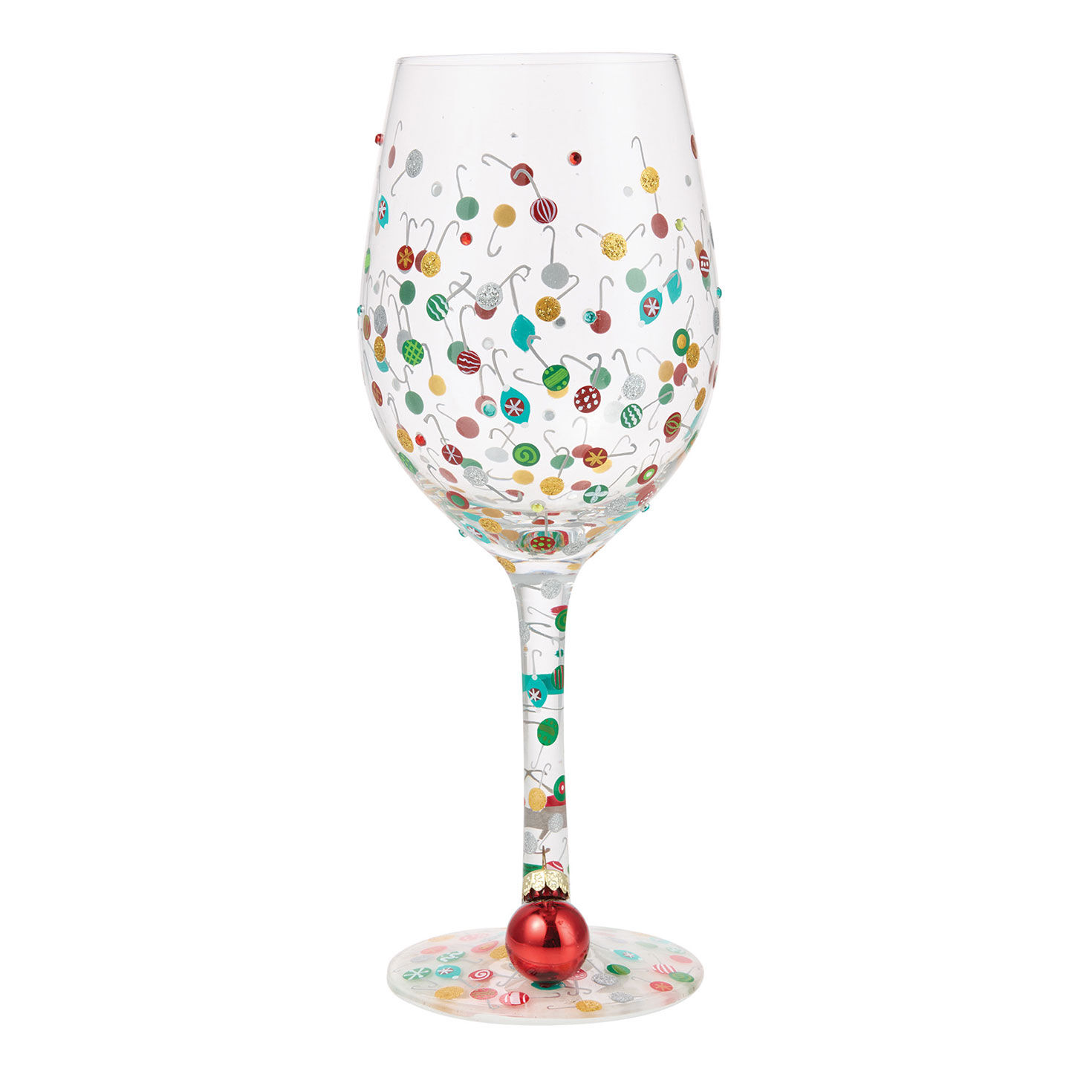 Colored Ball Ornaments Painted Christmas Wine Glass side image number 5