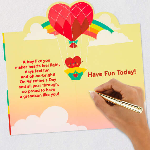 Oh-So-Bright Pop-Up Valentine's Day Card for Grandson - Greeting Cards