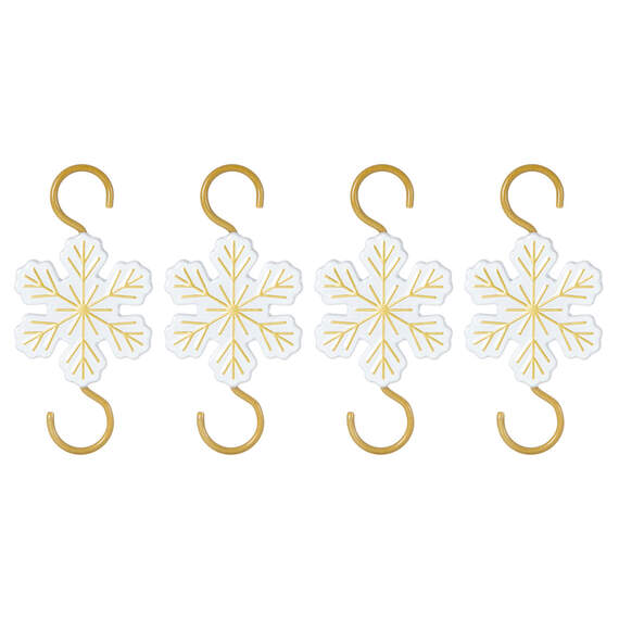 Mini Snowflake Metal Ornament Hooks, Set of 4