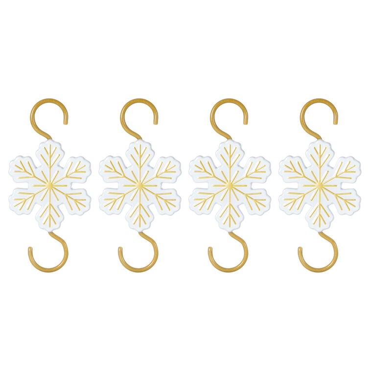 Snowflake Metal Ornament Hooks, Set of 4