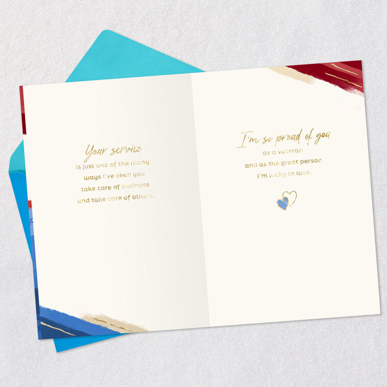 Red, White & Blue Love Card for Veteran Open card with envelope image number 4