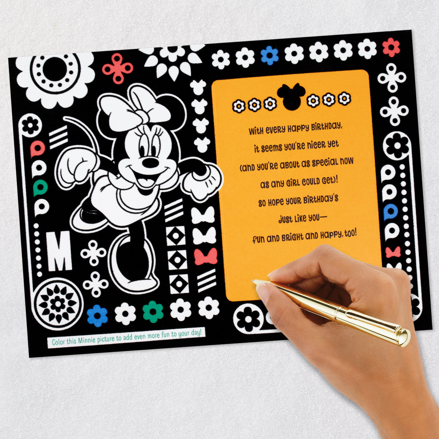 Minnie Mouse 6th Birthday Velvet Coloring Card for Girls signing card image number 7