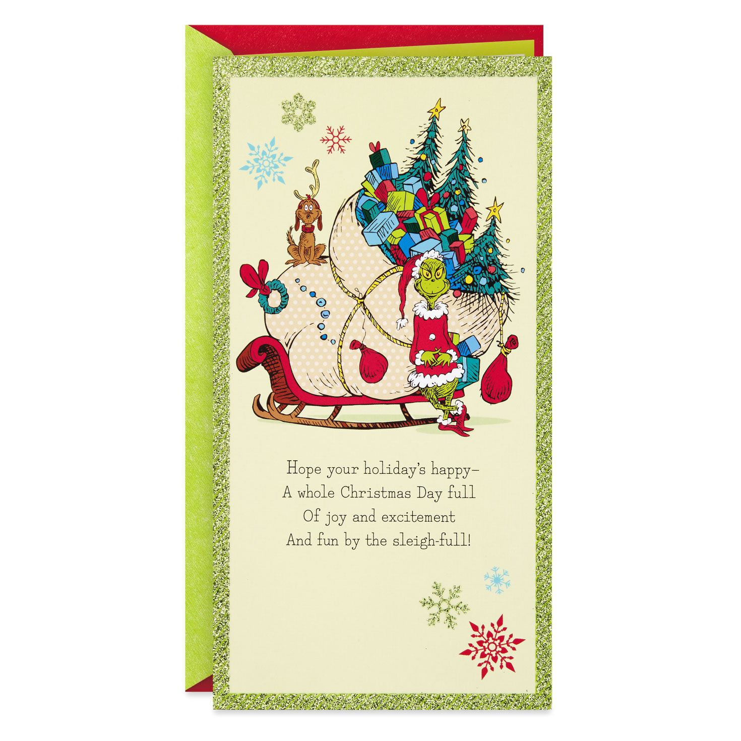 Dr Seuss Grinch With Sleigh Money Holder Christmas Card Greeting Cards Hallmark