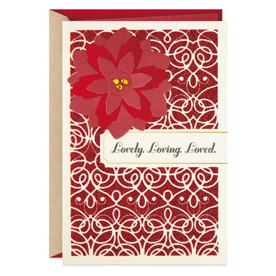 Lovely, Loving, Loved Romantic Christmas Card, , large image number 1