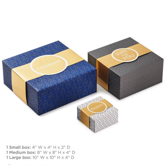 4", 8" and 10" Geometric 3-Pack Gift Boxes With Bands, , large image number 4