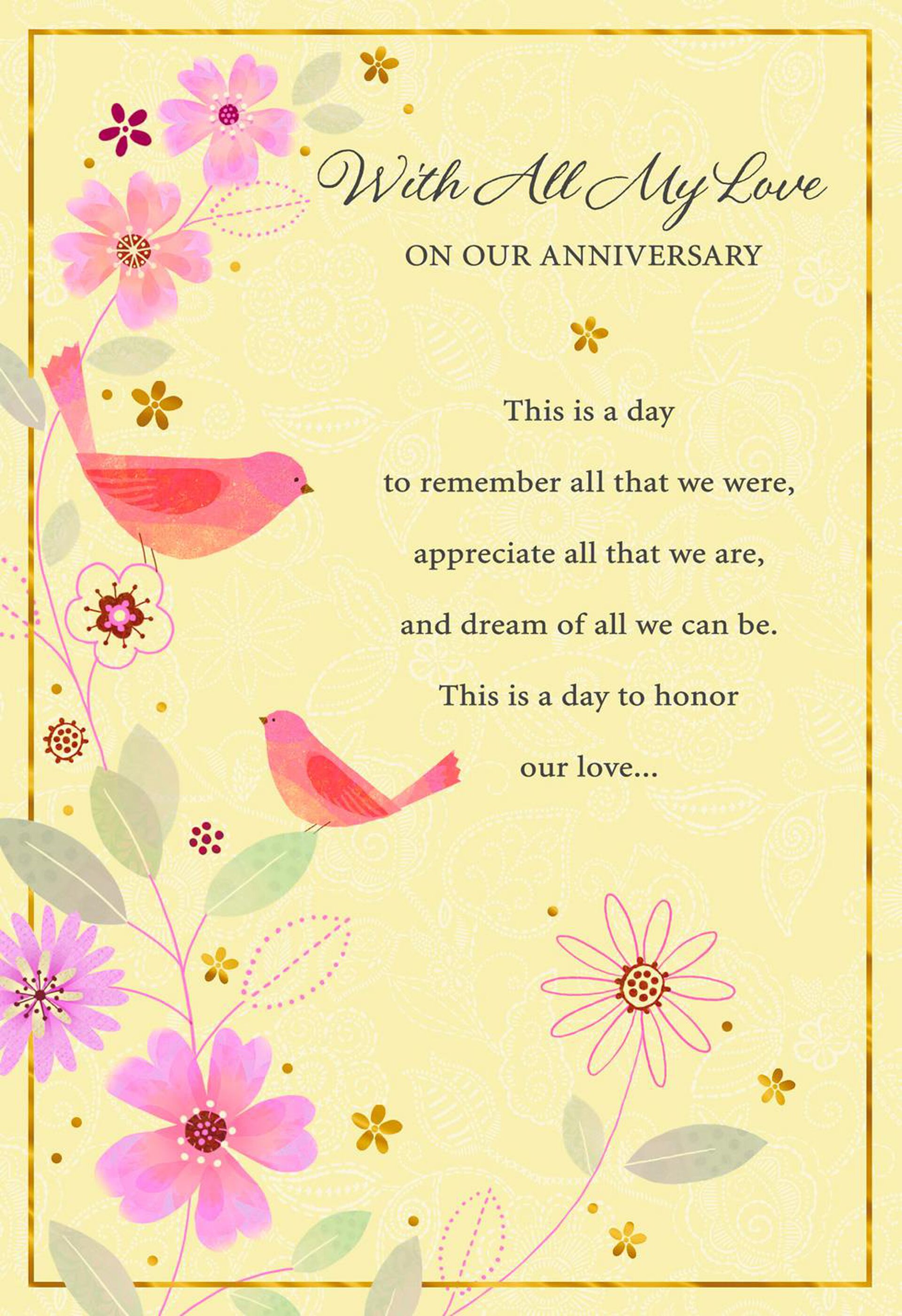 All My Love Birds On Yellow Anniversary Card Greeting Cards Hallmark