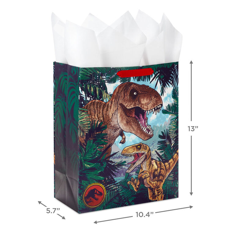 13" Jurassic Park T-Rex Territory Large Gift Bag With Tissue Paper, , large image number 3