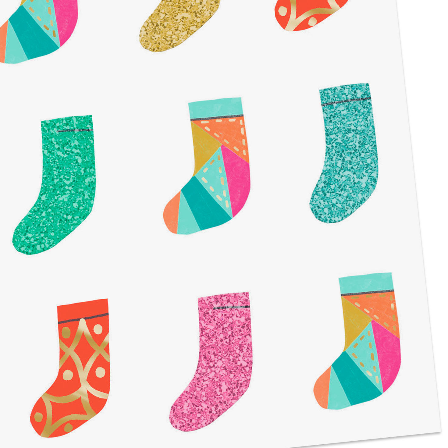 Variety of Colorful Stockings Christmas Cards Pack Card Cover Detail image number 5