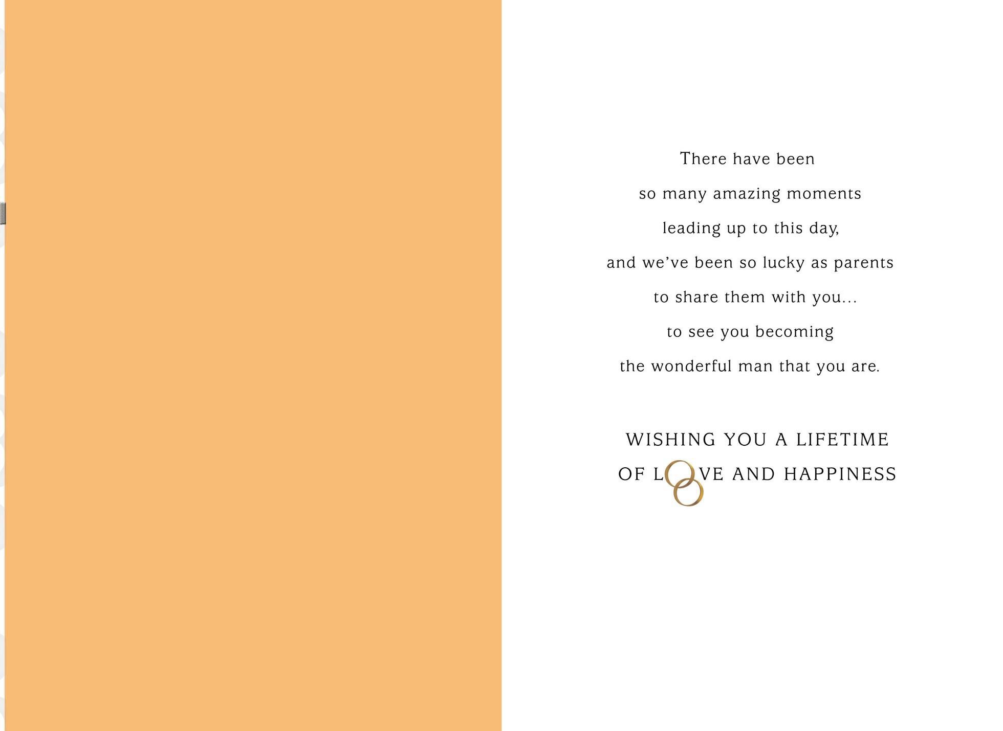 Silver and Gold Wedding Card for Son From Both
