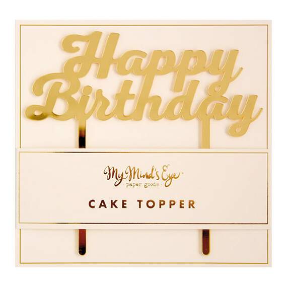 Gold Happy Birthday Cake Topper, , large image number 1