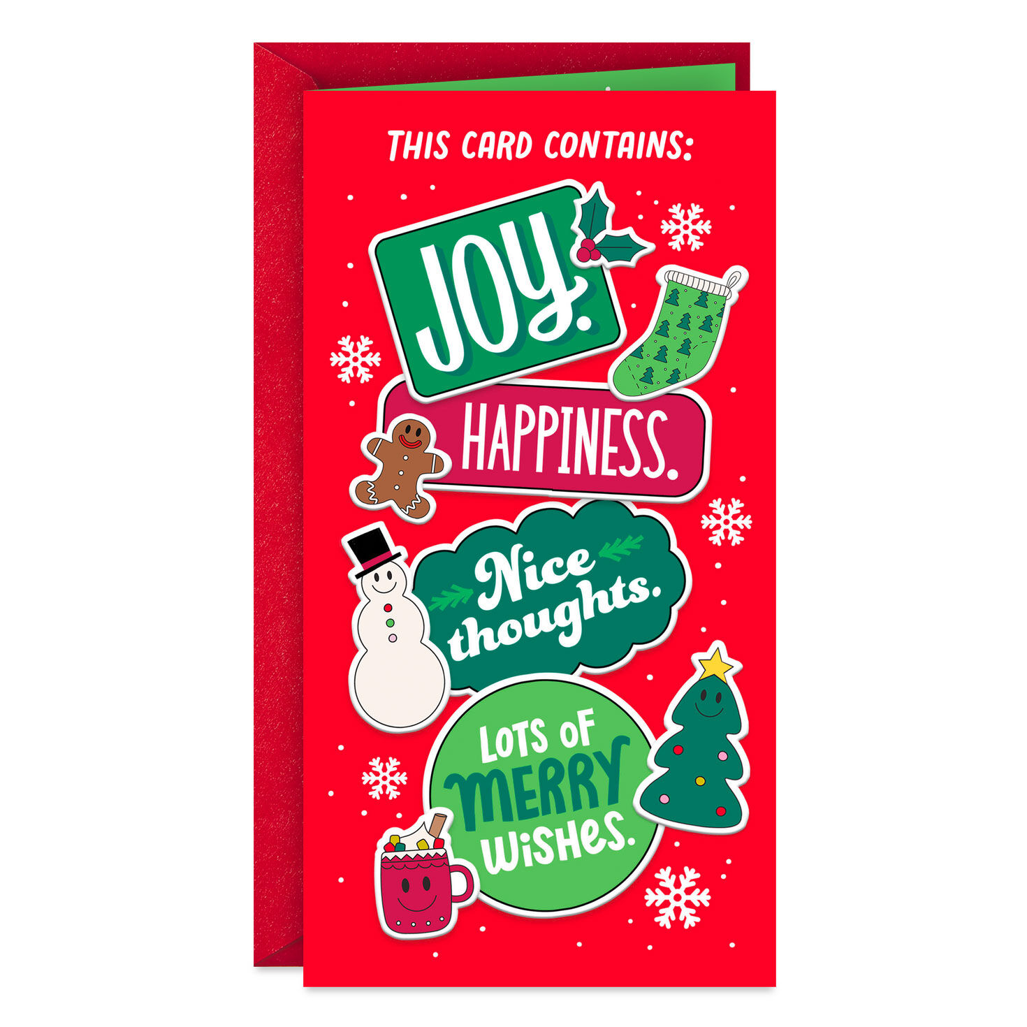 Joy, Happiness, Merry Wishes Money Holder Christmas Card