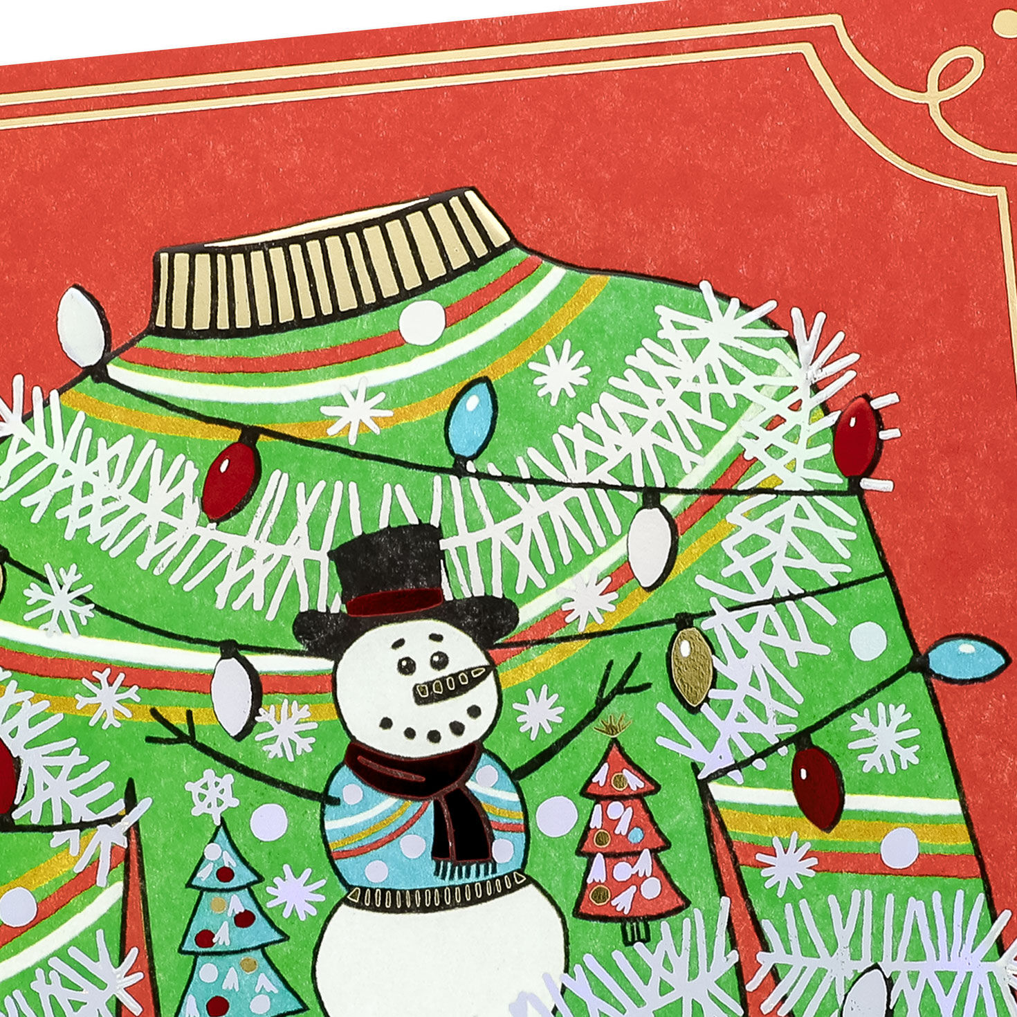 Ugly Sweater Snowman Funny Christmas Card Card Front Detail image number 4