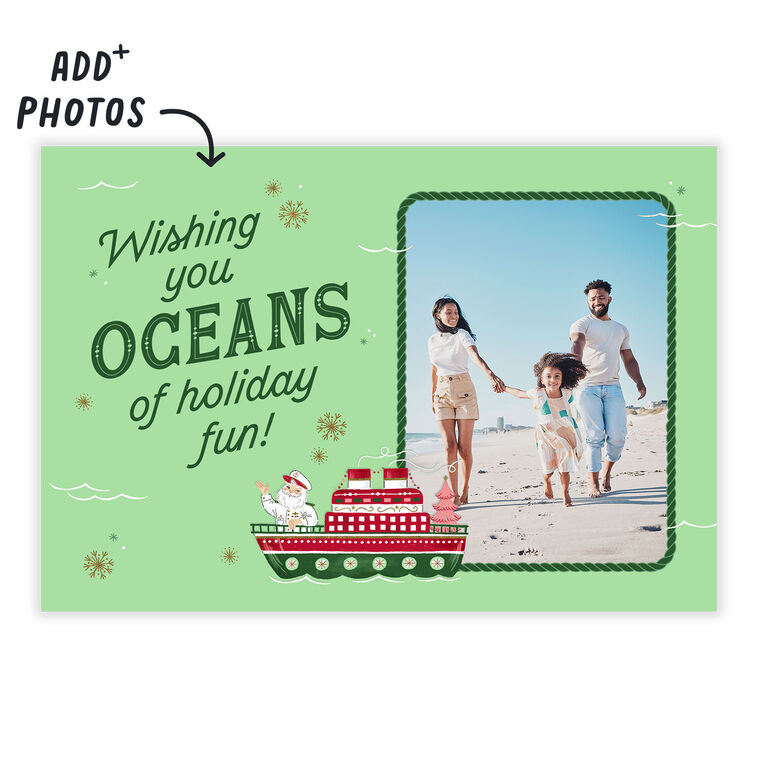 Hallmark Cruise Santa Ship Personalized Card Card Front indicating personalization image number 2