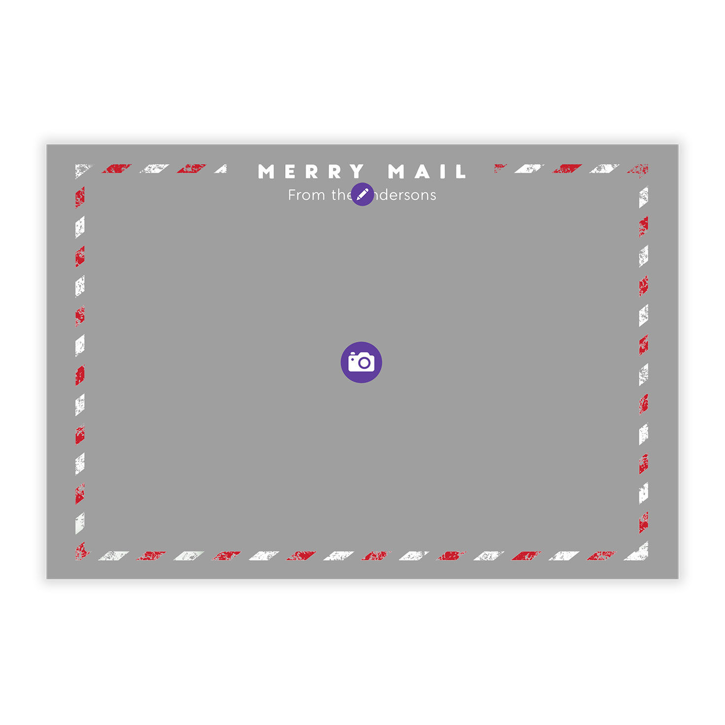 Airmail Border Personalized Christmas Photo Card Card Front indicating personalization image number 5