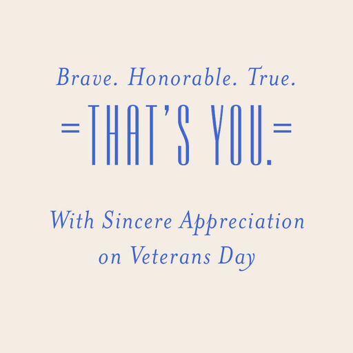 U.S. Navy Brave, Honorable, True Veterans Day Card, 