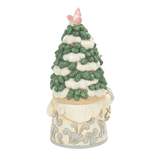 Jim Shore White Woodland Gnome With Evergreen Tree Hat Figurine, 7.09", 