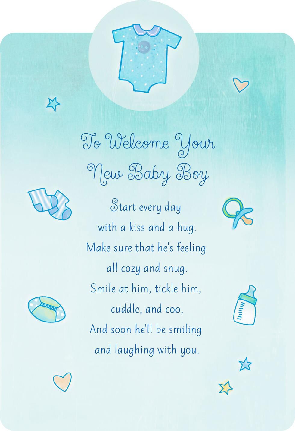 Welcome With a Kiss and Hug New Baby Boy Card