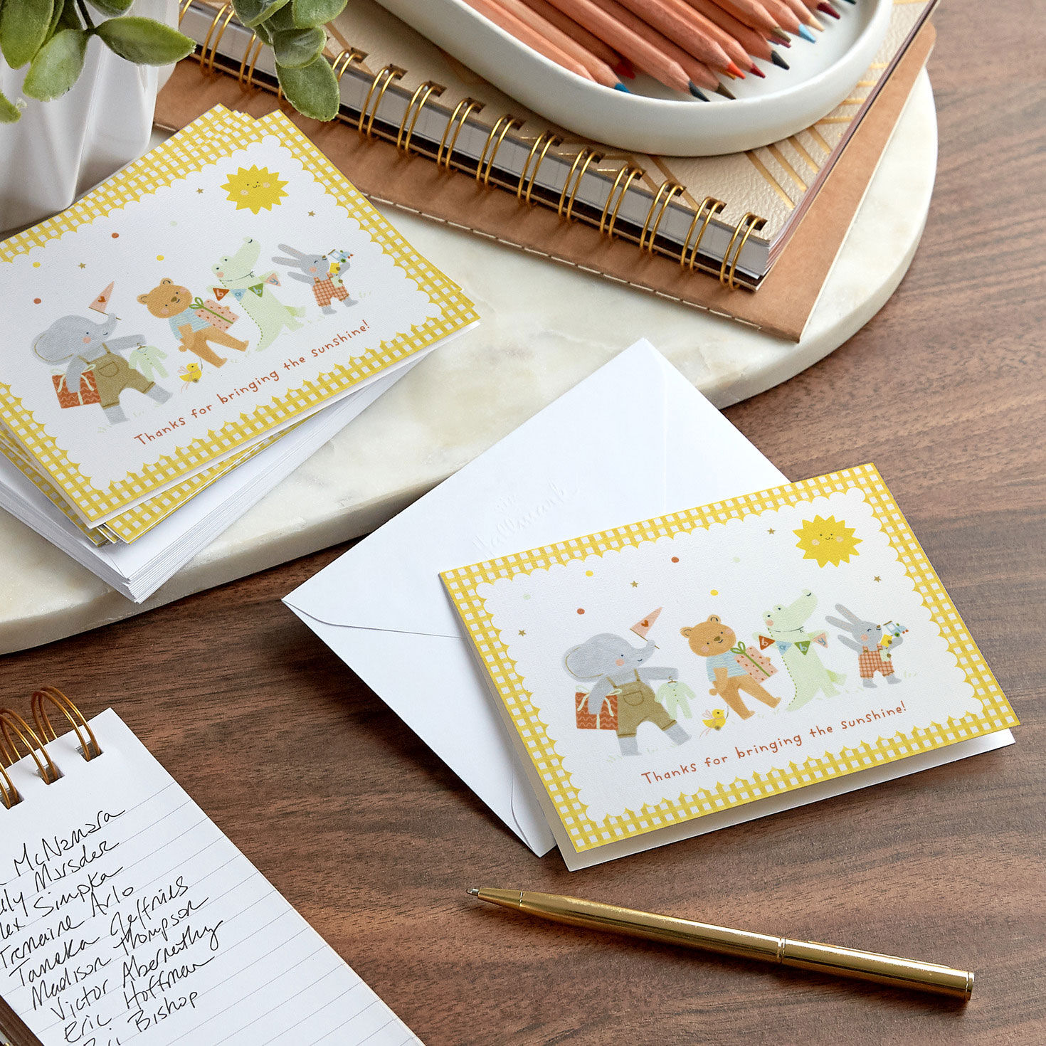 Cute Animal Babies Thank You Note Cards Pack  image number 6