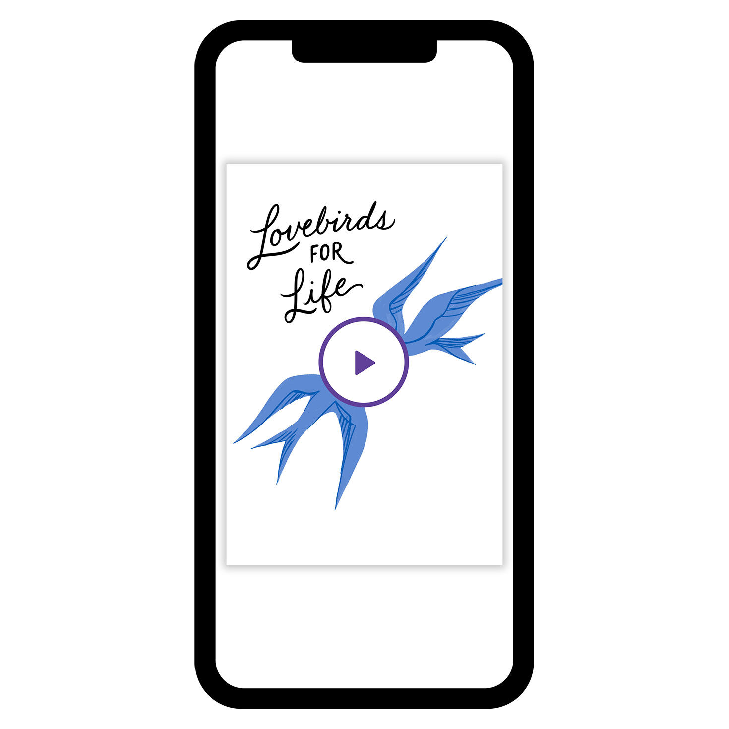 Blue Flying Birds Personalized Wedding Card phone with card front image number 1