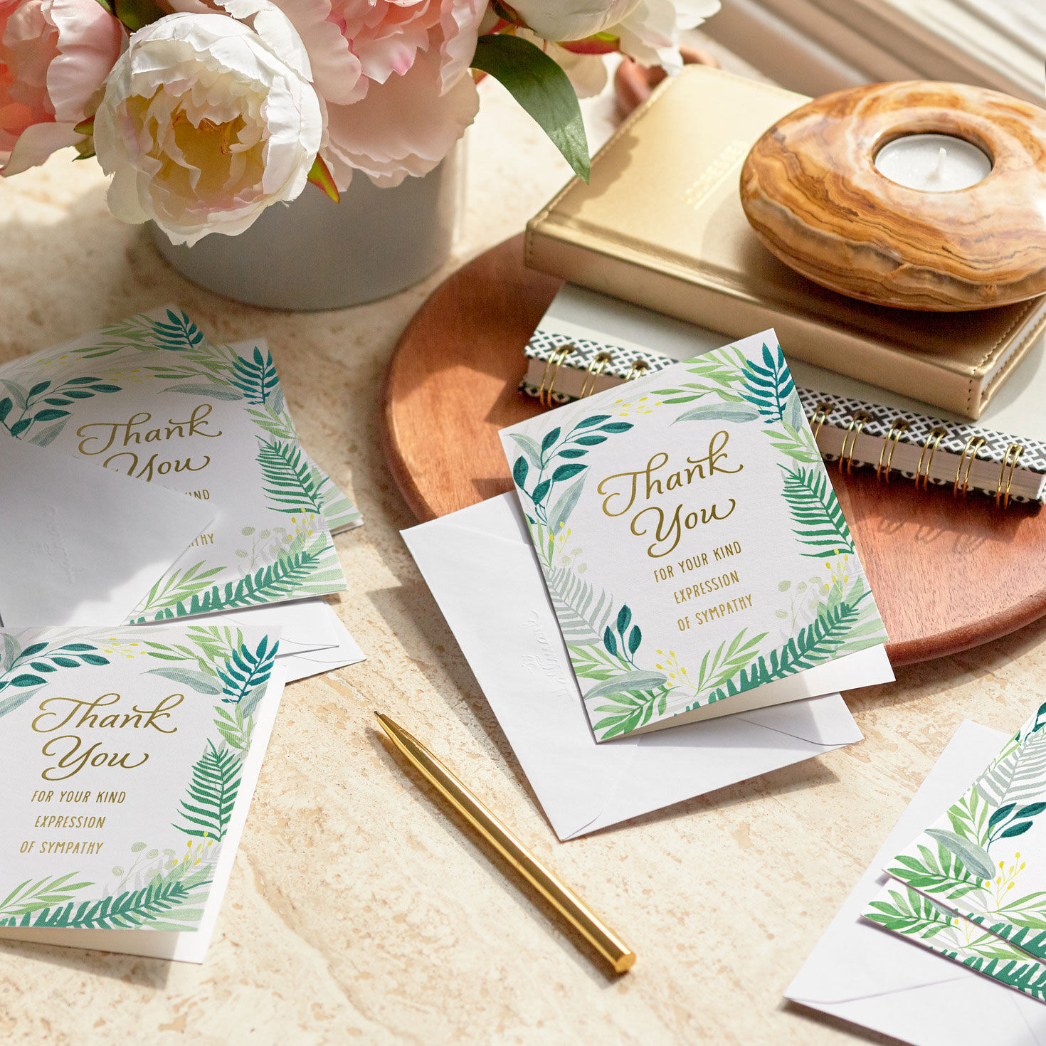 Fern Leaves Sympathy Blank Thank You Notes Pack  image number 7