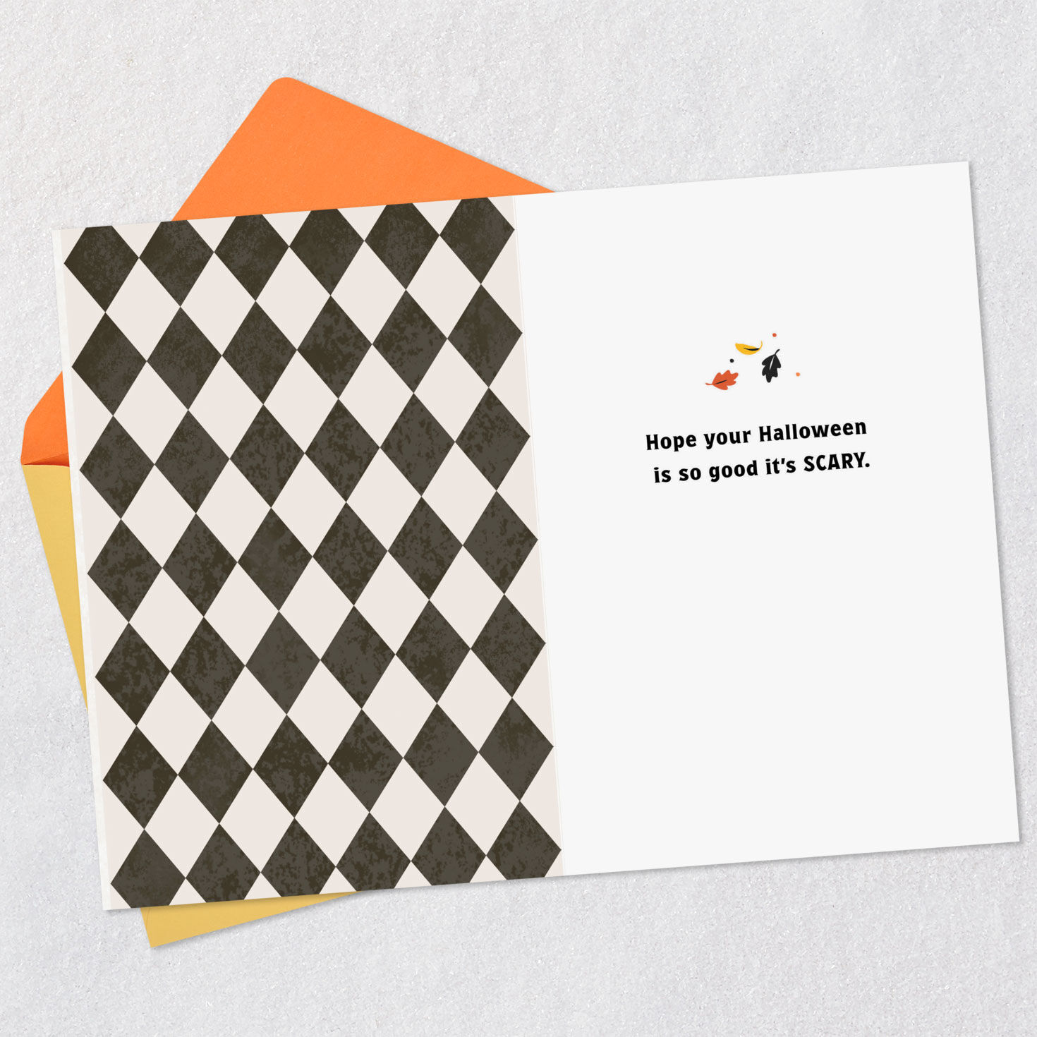 Vintage Lettering with Ghost Halloween Card Open card with envelope image number 3