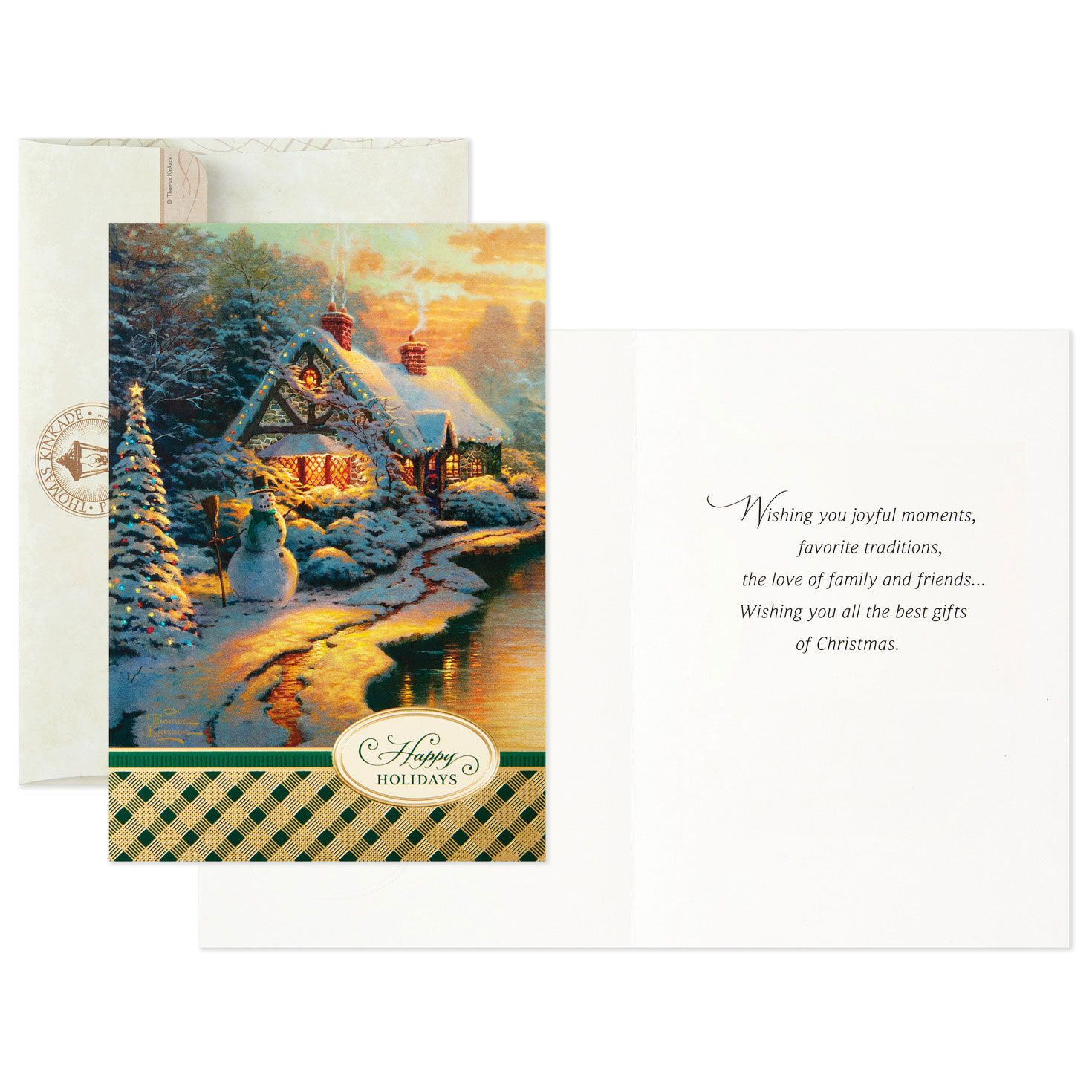 Thomas Kinkade Snowy Scenes Assorted Boxed Christmas Cards Card Front with Sentiment image number 5