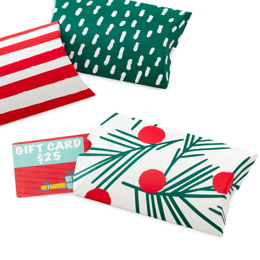 Cheery and Bright 3-Pack Christmas Gift Card Holder Pillow Boxes, 