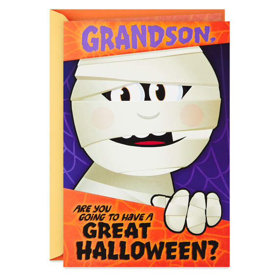 Punny Mummy Pop-Up Halloween Card for Grandson, , large image number 1