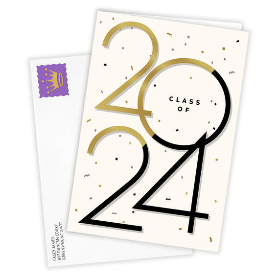 2024 Gold and Black Folded Graduation Photo Card, , large image number 2