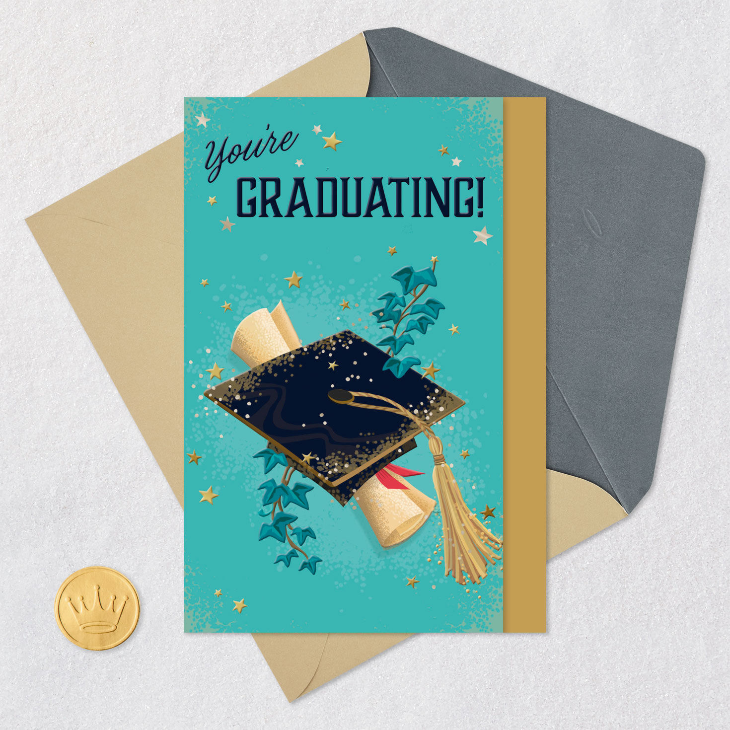 Diploma, Ivy and Mortarboard Cap Graduation Card  image number 5