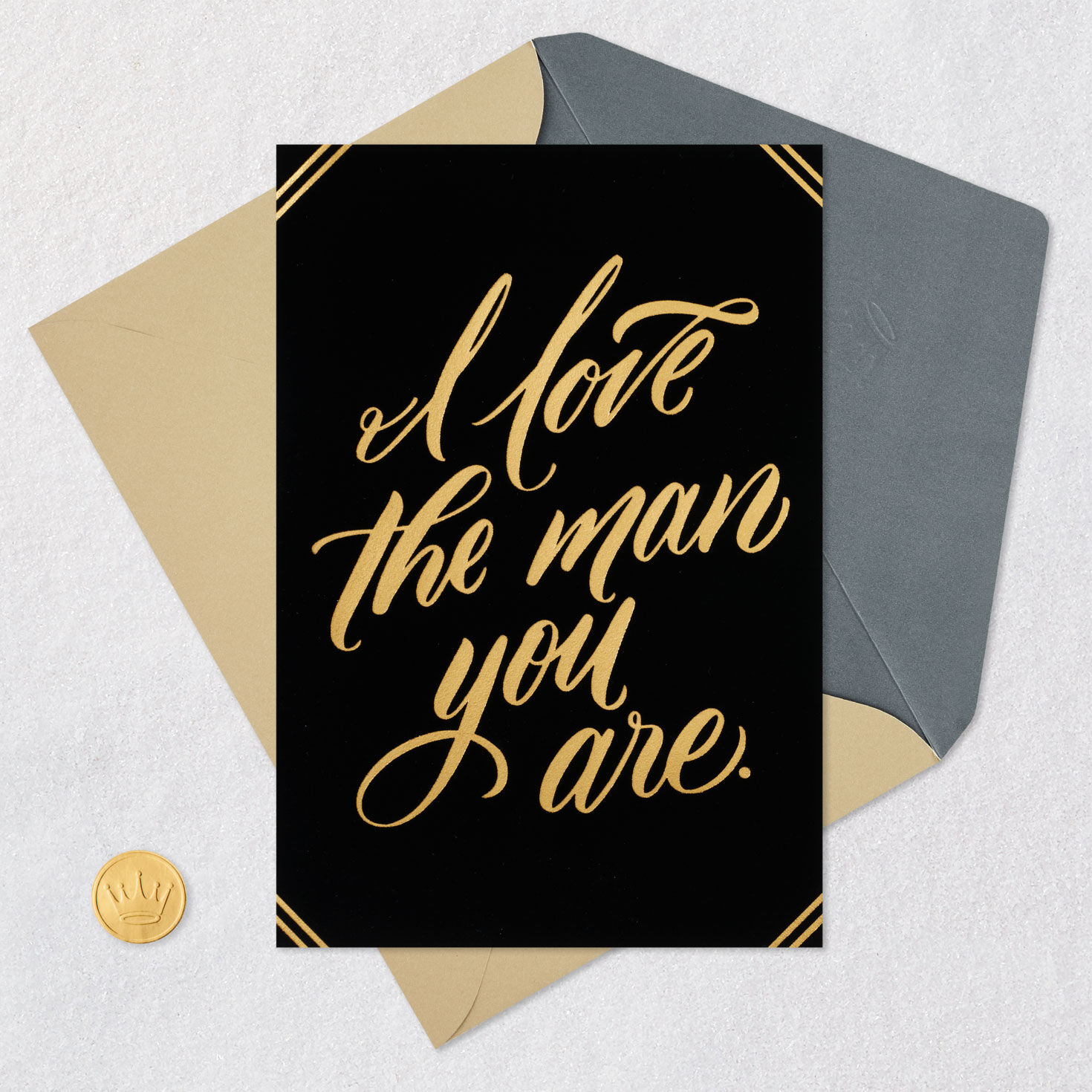 Gold Lettering on Black Romantic Father's Day Card Card Front with Envelope and Gold Seal image number 6