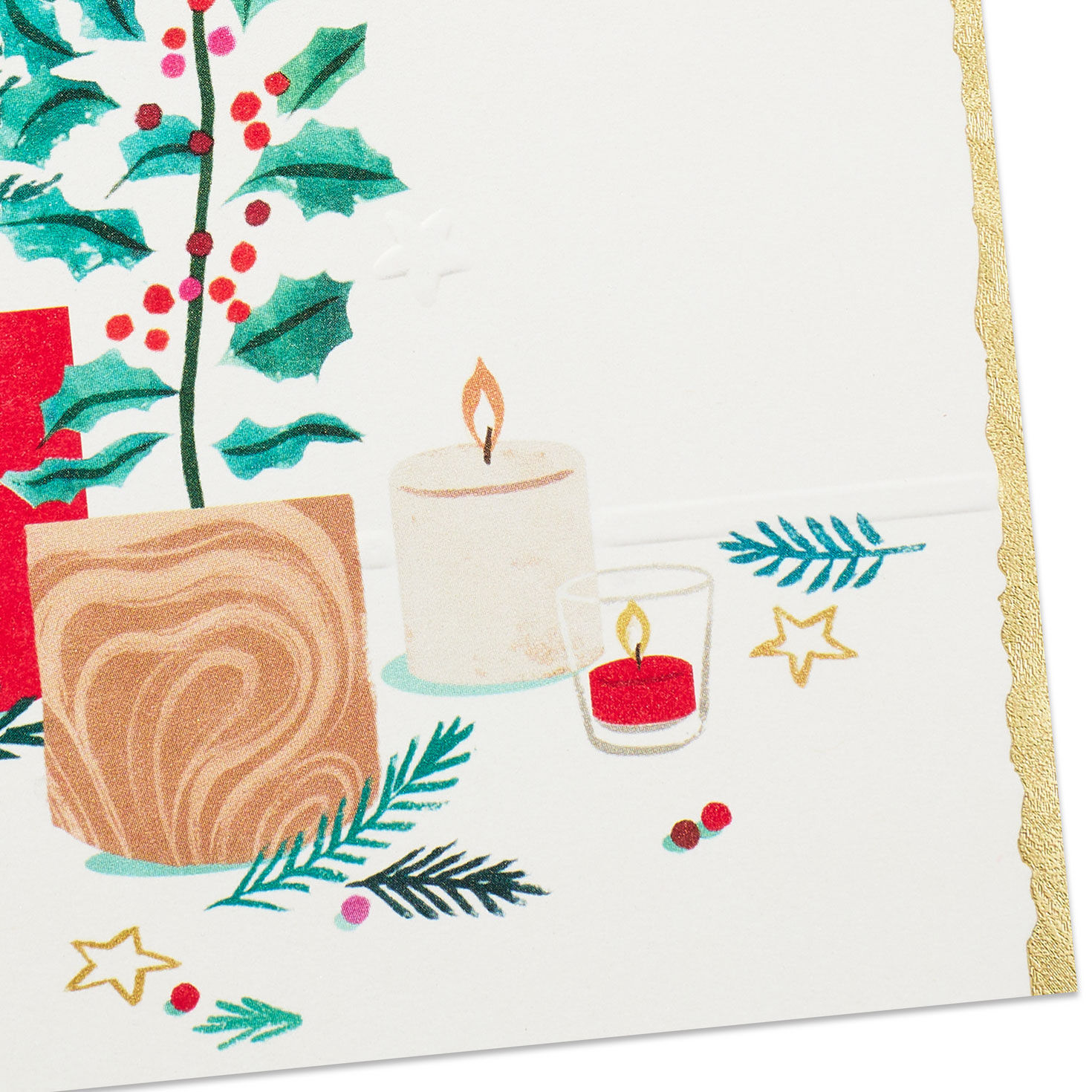 Fir Tree and Holly Christmas Card Card Front Detail image number 5