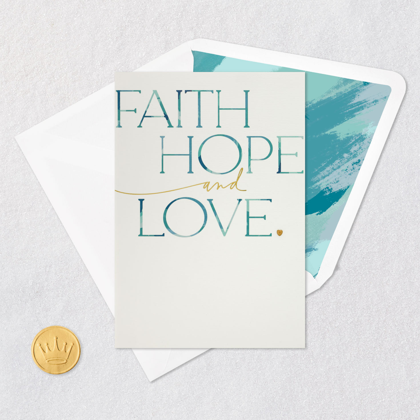 Blue and Gold Lettering Wedding Congrats Card Card Front with Envelope and Gold Seal image number 5