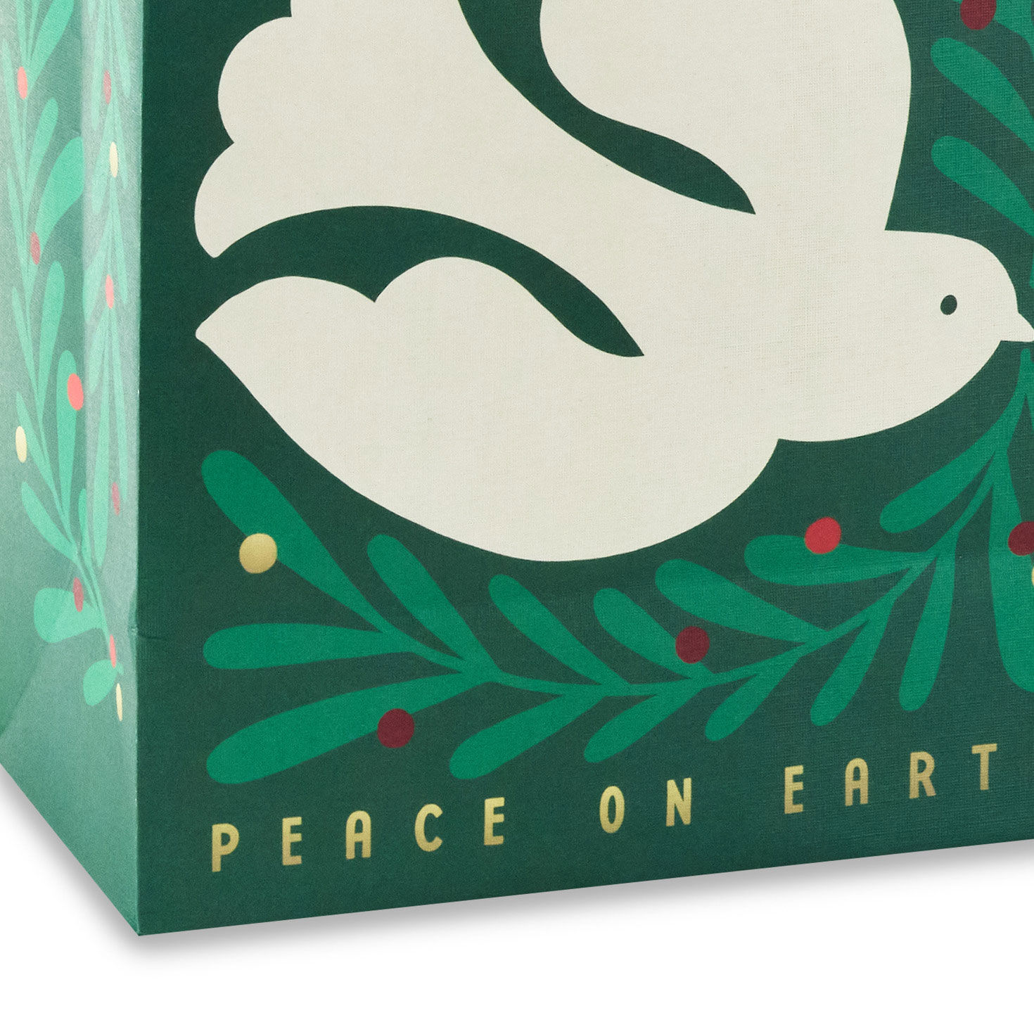 Peace Dove on Green Christmas Gift Bag Base/Side Detail image number 5