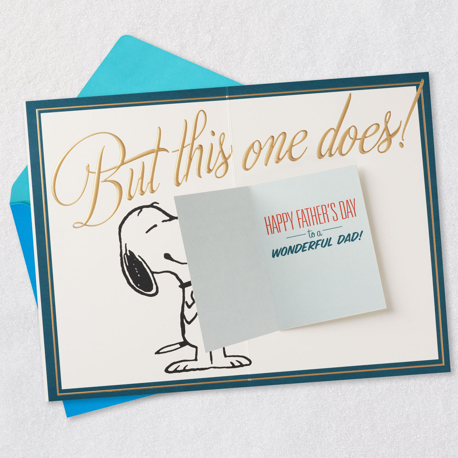 Snoopy Great Dad Father's Day Card Inside a Card Open card with envelope image number 4