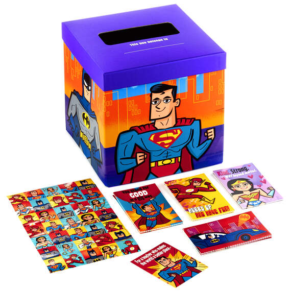 DC Comics™ Justice League™ Kids Classroom Valentines Set With Cards, Stickers and Mailbox, , large image number 1