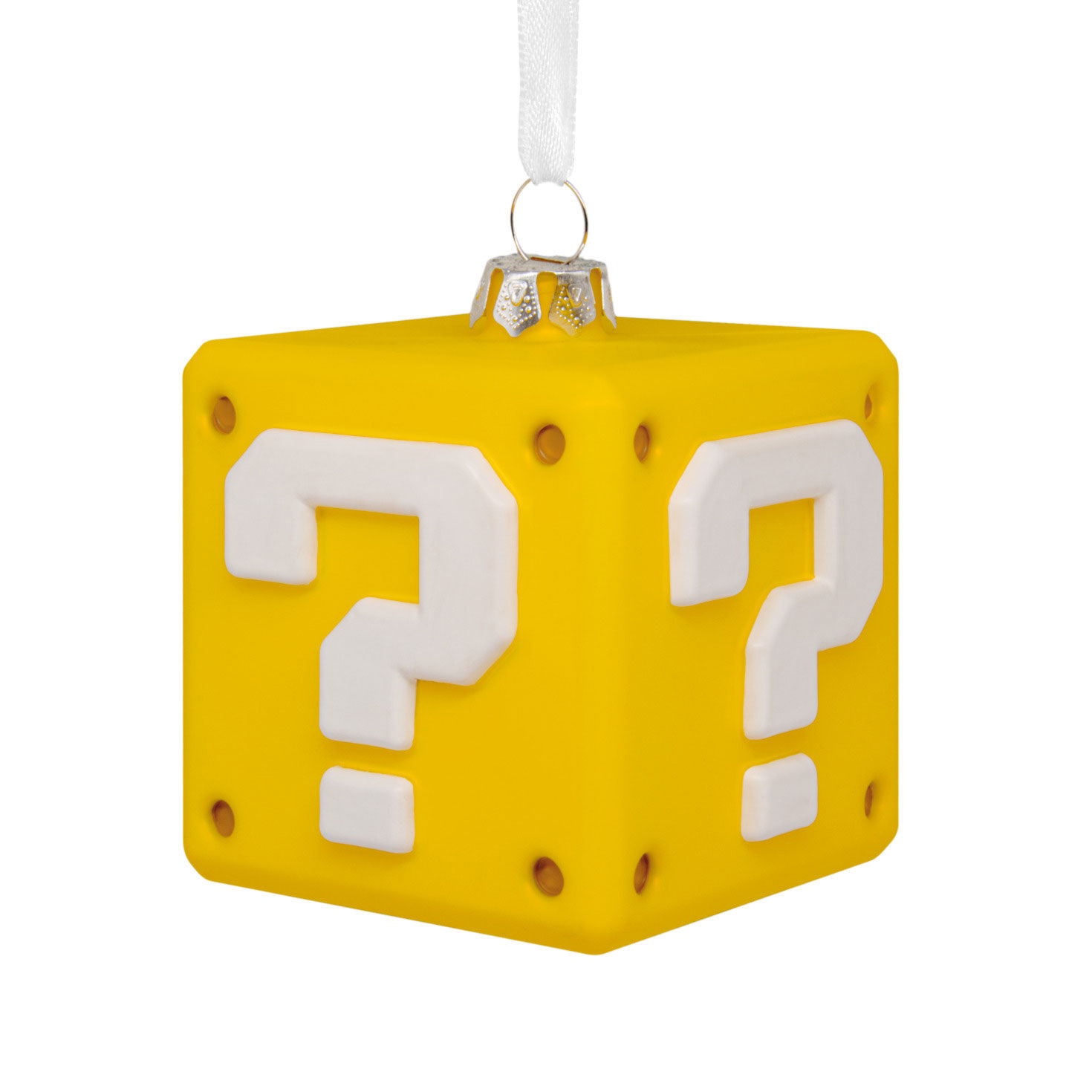 Mario Yellow Question Block Christmas Ornament back image number 5