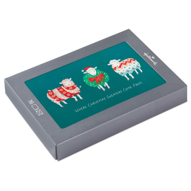 Merry Wishes to Ewe Funny Boxed Christmas Cards, Pack of 16