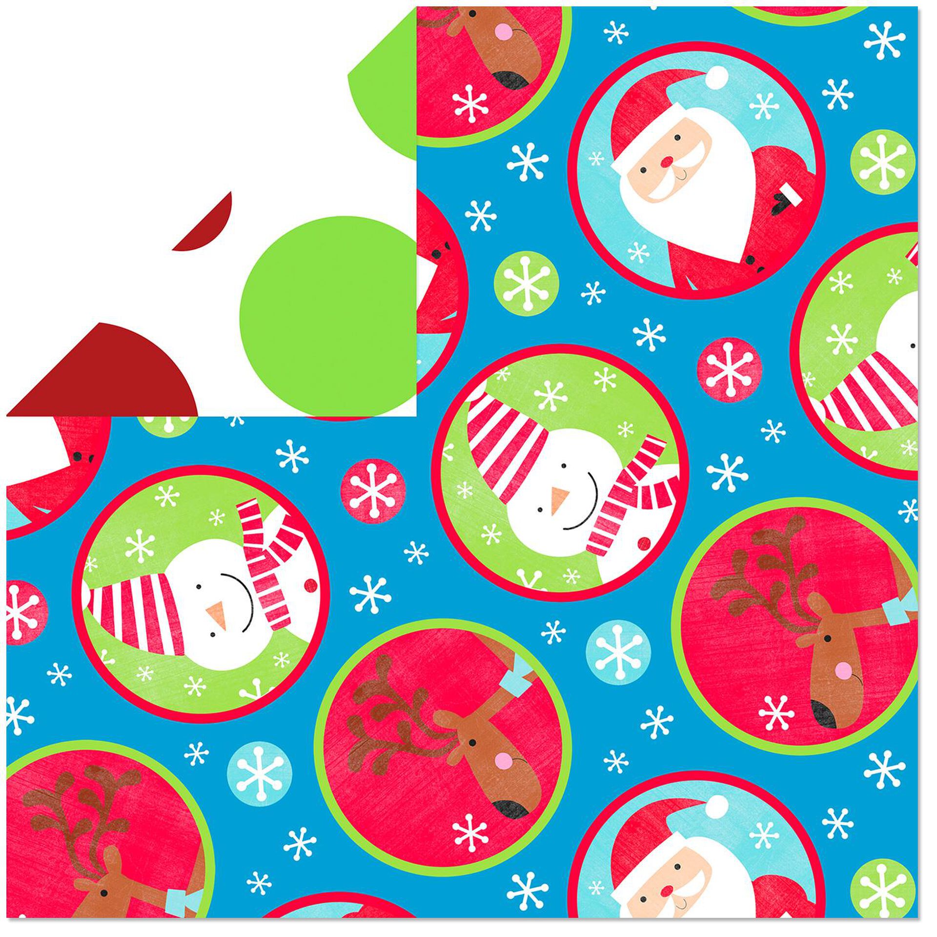 Kids Colorful 3-Pack Reversible Christmas Wrapping Paper Rolls, 120 sq