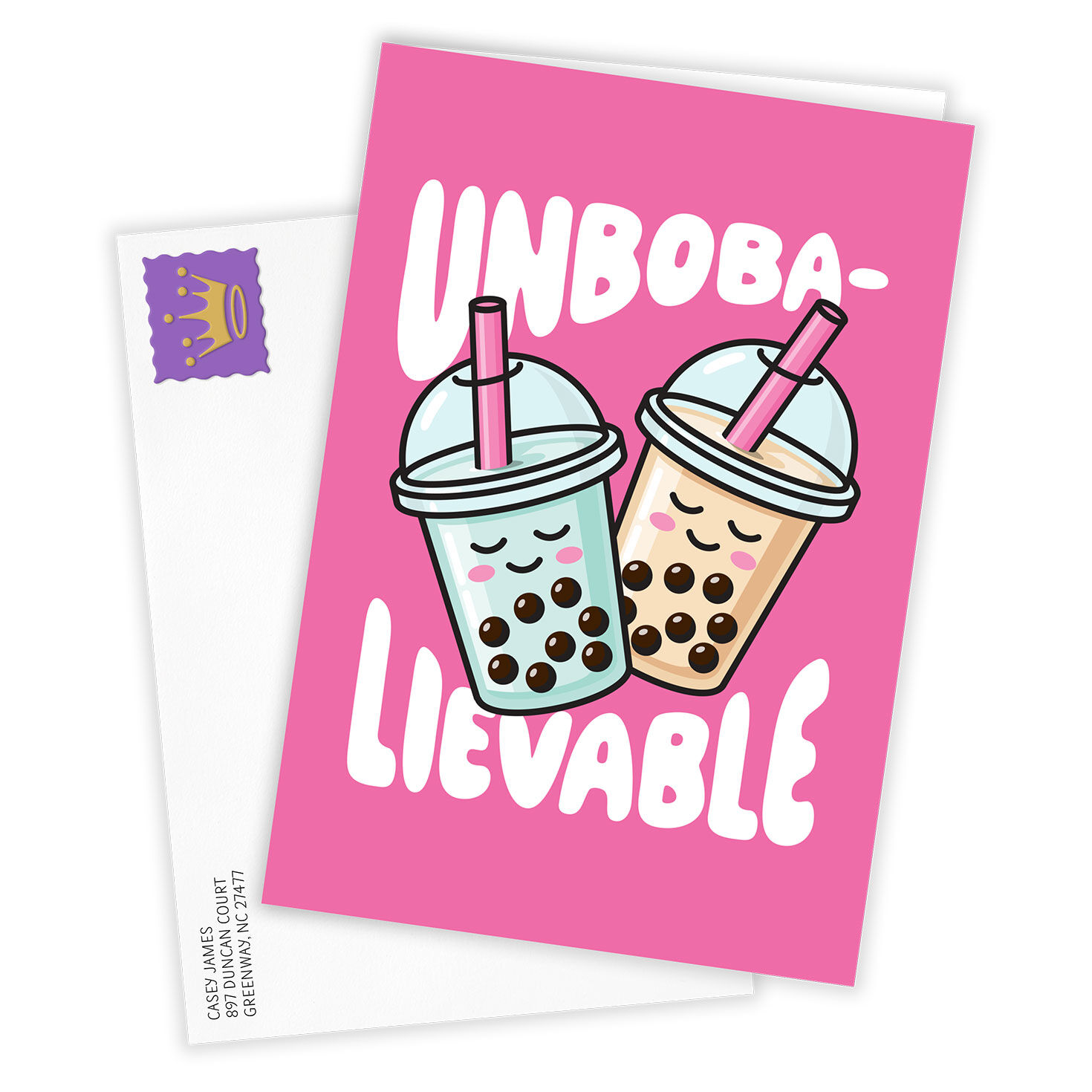 Cute Bubble Tea Personalized Birthday Card Card Front with Envelope image number 2
