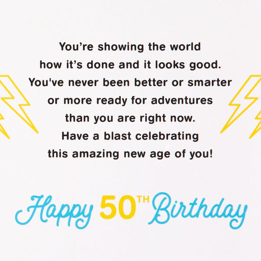 Keep On Rockin' It Musical Light-Up 50th Birthday Card, 