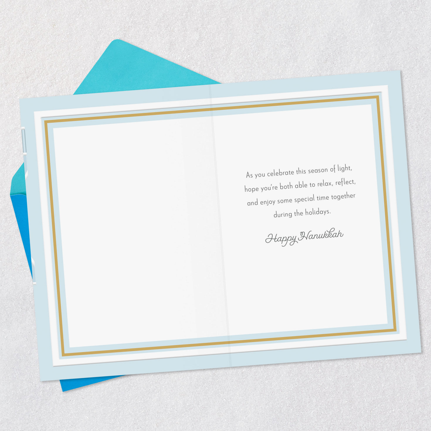 Star of David and Menorah Hanukkah Card for Both Open card with envelope image number 3