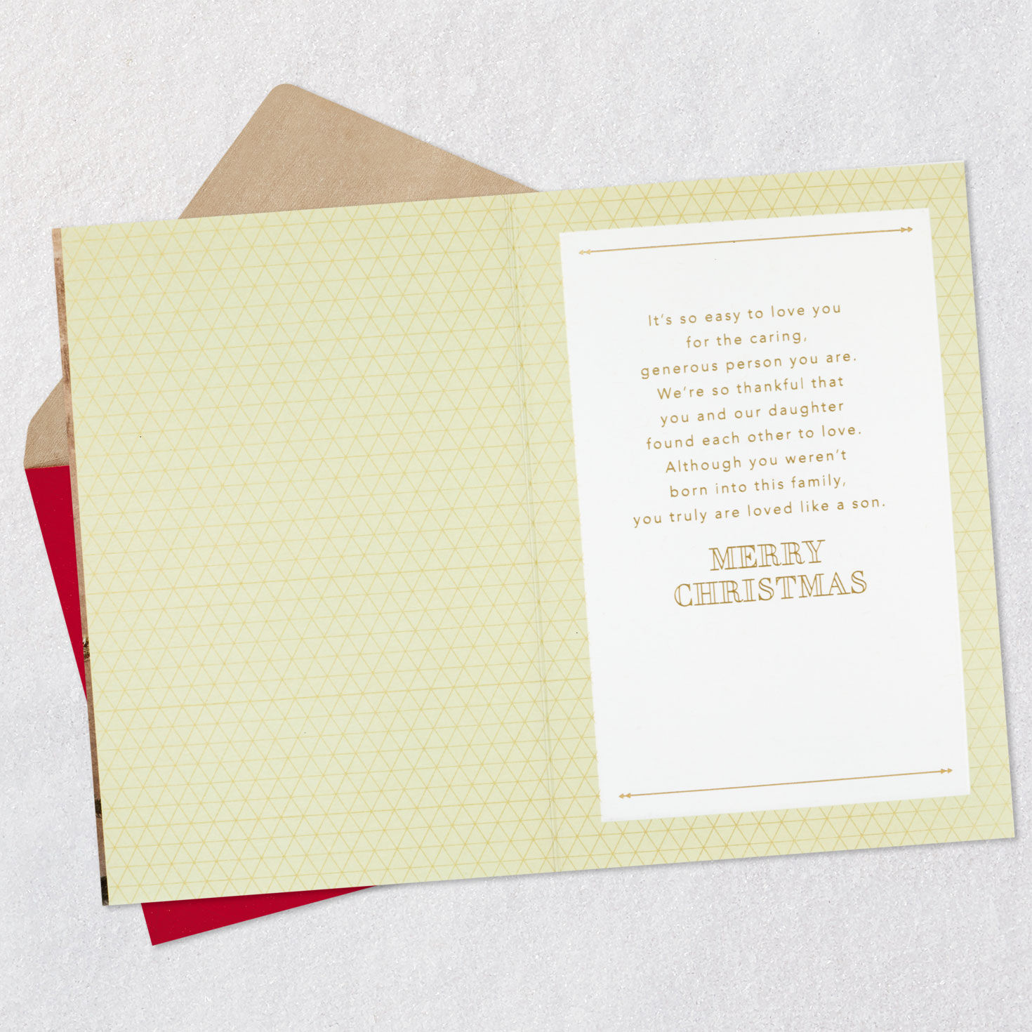 Modern Holiday Trees Son-in-Law Christmas Card Open card with envelope image number 3